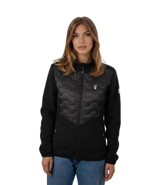 Kurtka hybrydowa damska CELSI. Czarne kurtki damskie Aulp, l, bez wzorów, z dzianiny, bez kaptura, narciarskie. Za 449.99 zł.