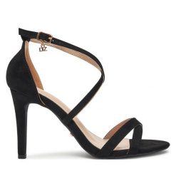 Sandały DeeZee. Czarne sandały damskie DeeZee, bez wzorów, bez obcasa, na szpilce. Za 139.99 zł.