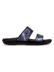 Crocs Klapki "Classic" w kolorze czarnym ze wzorem rozmiar: 36/37. Czarne klapki damskie Crocs, bez wzorów, bez obcasa. Za 96.60 zł.