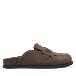 Klapki TWINSET. Brązowe klapki damskie Twinset, bez wzorów, bez obcasa. Za 729.99 zł.