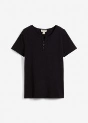 Shirt z dekoltem henley, z czystej bawełny organicznej. Czerwone koszulki dziewczęce bonprix, bez wzorów, z bawełny, bez ramiączek. Za 24.99 zł.