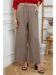 Joséfine Lniane spodnie w kolorze szarobrązowym rozmiar: M. Brązowe spodnie materiałowe damskie Joséfine, bez wzorów, ze lnu. Za 187.99 zł.