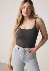 Szary Wiskozowy Top z Podwójnymi Ramiączkami Hendrea. Szare topy damskie Born2be, m, bez wzorów, z jeansu, bez kołnierzyka. Za 59.99 zł.