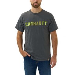 Koszulka męska T-shirt Carhartt Force Midweight Block Logo. Szare t-shirty męskie Carhartt, m, bez wzorów, bez kołnierzyka. Za 146.99 zł.