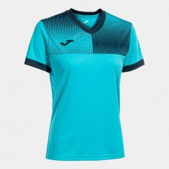 Damska Koszulka Joma Eco Supernova - Fluor Turkusowy/Navy. Niebieskie bluzki damskie Joma, bez wzorów, z poliesteru, sportowe, bez kołnierzyka, bez ramiączek. Za 176.99 zł.