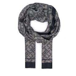 Szal Tommy Hilfiger. Niebieskie szaliki i kominy damskie Tommy Hilfiger, bez wzorów. Za 289.99 zł.