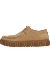 Mokasyny Torhill Lo Clarks brązowe z tekstylną podszewką. Brązowe mokasyny męskie Clarks, z materiału. Za 494.45 zł.