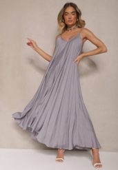 Niebieska Wiskozowa Sukienka o Rozkloszowanym Kroju Ozdobiona Cyrkoniami Tosnaria. Niebieskie sukienki damskie Renee, l, bez wzorów, z wiskozy, eleganckie, bez kołnierzyka, bez ramiączek, maxi, rozkloszowane. W wyprzedaży za 62.99 zł.