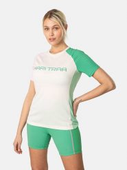 KARI TRAA Koszulka sportowa "Ella" w kolorze jasnoróżowo-zielono-kremowym rozmiar: XL. Brązowe bluzki sportowe damskie Kari Traa, xl, bez wzorów, z materiału, bez ramiączek. Za 140.53 zł.