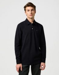MESKA KOSZULKA WRANGLER LS POLO SHIRT BLACK 112371395. Czarne koszulki męskie z długim rękawem Wrangler, s. Za 169.99 zł.