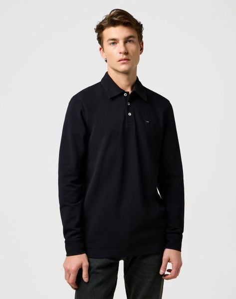 MESKA KOSZULKA WRANGLER LS POLO SHIRT BLACK 112371395. Czarne koszulki męskie z długim rękawem Wrangler, s. Za 169.99 zł.