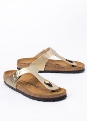 Klapki damskie BIRKENSTOCK GIZEH BF. Żółte klapki damskie Birkenstock, bez wzorów, z materiału, bez obcasa. Za 329.99 zł.
