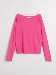 Sweter basic z ozdobnym przeszyciem z wiskozą - różowy. Czerwone swetry klasyczne damskie Sinsay, l, z wiskozy, bez kołnierzyka. Za 39.99 zł.