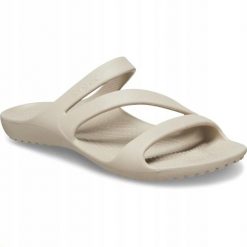 Klapki Dla Dorosłych Crocs Kadee II. Niebieskie klapki damskie Crocs, bez wzorów, z materiału, bez obcasa. Za 119.99 zł.