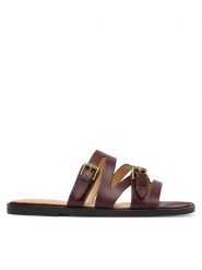 Guess Klapki FLJGRY LEA03 Bordowy. Czerwone klapki damskie Guess, z aplikacjami, ze skóry, bez obcasa. Za 549.99 zł.