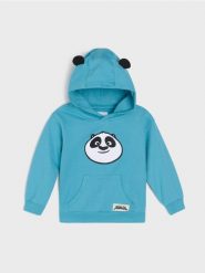 Bluza z kapturem z uszkami 3d Kung fu Panda - niebieski. Niebieskie bluzy i bluzki niemowlęce Sinsay, bez wzorów, bez ramiączek, z kapturem. Za 19.99 zł.