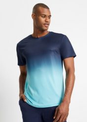 T-shirt funkcjonalny w cieniowanym kolorze. Niebieskie t-shirty męskie bonprix, l, bez wzorów, bez kołnierzyka. Za 79.99 zł.