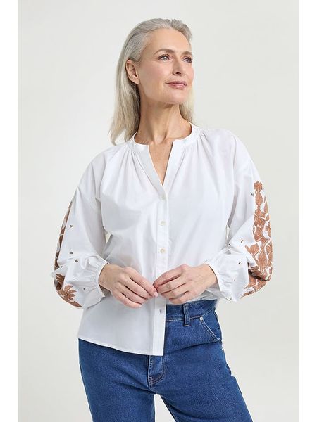 Josephine & Co Bluzka "Jet" w kolorze białym rozmiar: 36. Białe bluzki damskie Josephine & Co, bez wzorów, z bawełny, bez kołnierzyka, bez ramiączek. Za 253.54 zł.