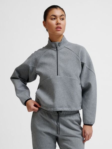 Bluza damska z zamkiem 1/2 Hummel Tech. Szare bluzy z kapturem damskie HUMMEL, na wiosnę, l, z bawełny. Za 352.50 zł.
