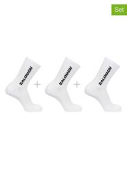 SALOMON Skarpety funkcyjne (3 pary) "Everyday Crew" w kolorze białym rozmiar: 45-47. Białe skarpetki męskie Salomon, bez wzorów, prążkowane. Za 37.03 zł.