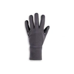Ciepłe rękawiczki jeździeckie 100 Warm dla dzieci. Szare rękawiczki dziecięce FOUGANZA, z materiału, bez ramiączek. Za 39.99 zł.