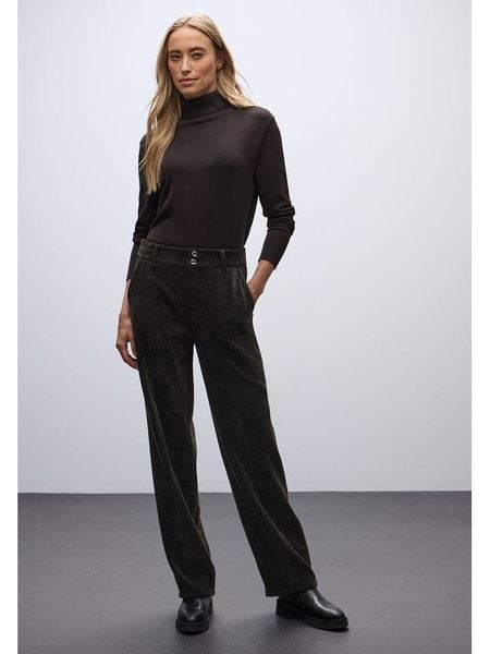 Street One Spodnie w kolorze brązowym rozmiar: 42/L30. Brązowe spodnie materiałowe damskie Street One, bez wzorów, z materiału, street, z podwyższonym stanem. Za 187.07 zł.