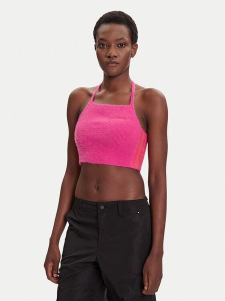 Adidas Top Fluffy JW6002 Różowy Slim Fit. Czerwone topy damskie Adidas, l, bez wzorów, z syntetyku, bez ramiączek. Za 159.99 zł.