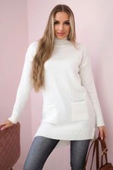 Sweter ze stójką ecru. Golfy damskie KESI, l, bez wzorów, z wełny, bez ramiączek. Za 178.78 zł.