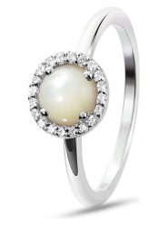 Les Favorites Srebrny pierścionek z cyrkoniami i masą perłową rozmiar: 56. Brązowe pierścionki damskie Les Favorites, z cyrkonią, srebrne. Za 69.99 zł.