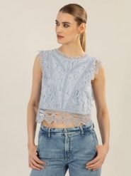 APART Top w kolorze błękitnym rozmiar: 46. Niebieskie topy damskie Apart, bez wzorów, z koronki, bez kołnierzyka. Za 143.99 zł.