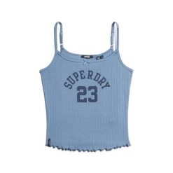 Kobiece top z koronki z wzorem Superdry Athletic. Niebieskie topy damskie Superdry., bez wzorów, z koronki, bez kołnierzyka. Za 131.05 zł.