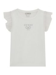 Guess T-Shirt K6RI12 KCU20 Biały Regular Fit. Białe koszulki dziewczęce Guess, z aplikacjami, z bawełny, bez ramiączek. Za 99.99 zł.