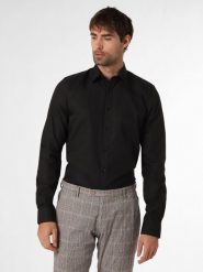 Finshley & Harding Koszula łatwa w prasowaniu z bardzo długim rękawem Mężczyźni Slim Fit Bawełna czarny kołnierzyk kent, 43. Czarne koszule męskie Finshley & Harding, m, bez wzorów, z bawełny, bez kołnierzyka, bez ramiączek. Za 179.95 zł.