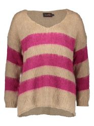 Miss goodlife Sweter "Stripes" w kolorze beżowo-różowym rozmiar: M. Brązowe swetry klasyczne damskie miss goodlife, m, z wełny, bez kołnierzyka. Za 215.71 zł.