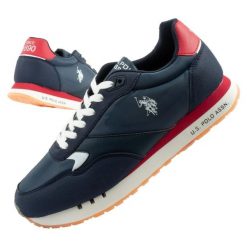 US Polo Assn. Deni Man Męskie trampki. Niebieskie trampki i tenisówki męskie U.S. Polo Assn., bez wzorów, z denimu, bez zapięcia. Za 211.18 zł.