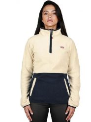 Geographical Norway Bluza polarowa "Touki" w kolorze kremowo-granatowym rozmiar: XXL. Brązowe bluzy bez kaptura damskie Geographical Norway, xxl, z polaru. Za 83.81 zł.