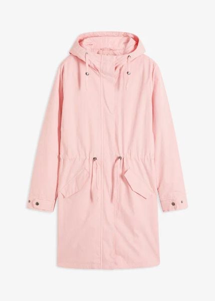 Długa parka z kapturem. Brązowe parki damskie bonprix, bez wzorów. Za 249.99 zł.