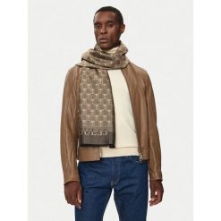 Szalik Guess. Brązowe szaliki męskie Guess, z aplikacjami. Za 329.99 zł.