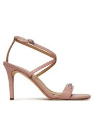 MICHAEL Michael Kors Sandały Lena 40R5LEHS1L Różowy. Czerwone sandały damskie MICHAEL Michael Kors, bez wzorów, ze lnu, bez obcasa, na szpilce. Za 509.99 zł.