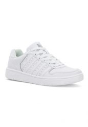 Sneakersy męskie K-Swiss Court Palisades buty sportowe skórzane białe. Białe buty sportowe na co dzień męskie K-Swiss, na lato, z materiału, bez zapięcia, na fitness i siłownię. Za 139.00 zł.