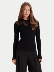 Morgan Sweter 252-MAMDO Czarny Slim Fit. Czarne swetry klasyczne damskie Morgan, m, z wiskozy, bez kołnierzyka. Za 190.41 zł.