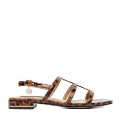 Sandały Nine West. Brązowe sandały damskie Nine West, bez wzorów, bez obcasa, na płaskiej podeszwie. Za 199.99 zł.