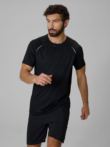 4F Koszulka do biegania szybkoschnąca męska - czarna M. Czarne t-shirty sportowe męskie 4f, m, z tkaniny, bez ramiączek, do biegania. Za 129.99 zł.