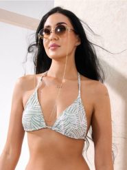 Wzorzysta góra od bikini - zielony. Zielone bikini damskie Sinsay, bez wzorów. W wyprzedaży za 9.99 zł.