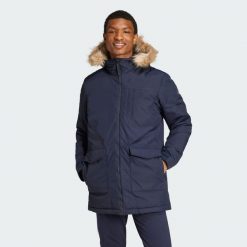 Paveric Fur Parka. Niebieskie parki męskie Adidas, l, bez wzorów. W wyprzedaży za 449.40 zł.