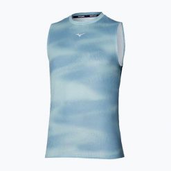 Koszulka do biegania męska Mizuno Core Graphic Sleeveless. Niebieskie t-shirty sportowe męskie Mizuno, l, z materiału, bez ramiączek, do biegania. Za 82.99 zł.