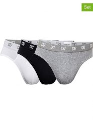 CR7 Slipy (3 pary) w kolorze białym, czarnym i szarym rozmiar: L. Białe slipki męskie CR7, bez wzorów. Za 65.99 zł.