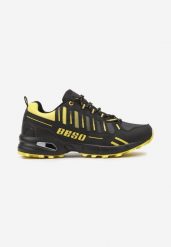 Czarno-Żółte Płaskie Buty Sportowe Sneakersy z Napisem i Paskami Taile. Czarne buty sportowe na co dzień męskie Born2be, z jeansu, bez zapięcia. Za 99.99 zł.
