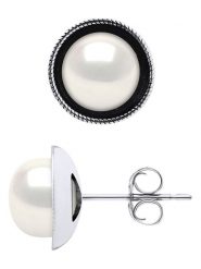 Mitzuko Srebrne kolczyki-wkrętki z perłami rozmiar: onesize. Białe kolczyki damskie Mitzuko, z perłą, srebrne. Za 217.99 zł.