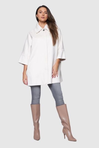 DIEGO M Wełniany płaszcz damski w kolorze ecru, Rozmiar 38 EU - 42 IT. Białe płaszcze damskie DIEGO M, m, bez wzorów, z wełny. W wyprzedaży za 1,710.99 zł.